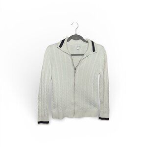 Foxcroft Women's White and Navy Jumper